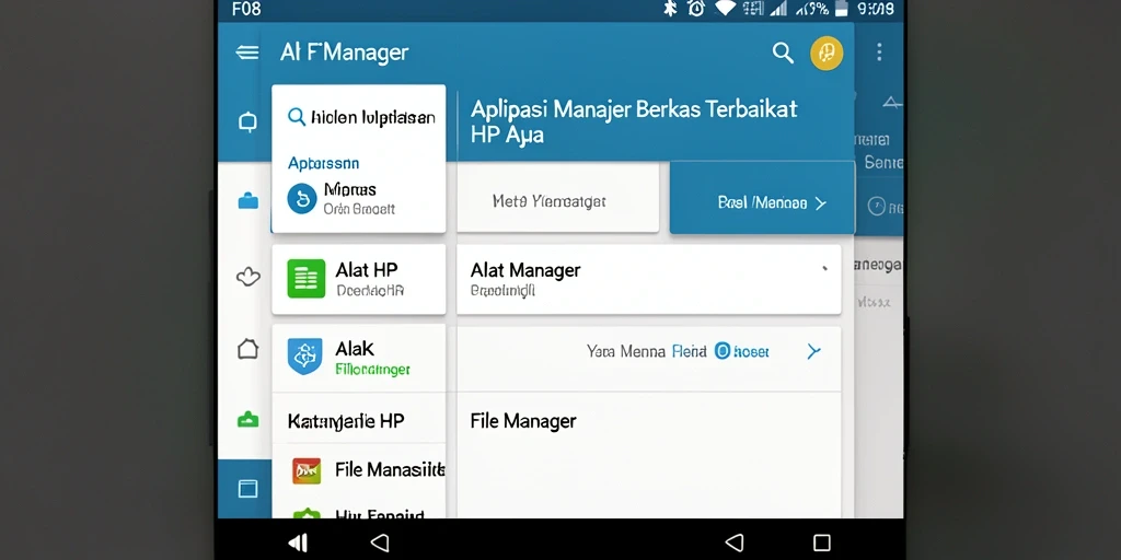 Tampilan antarmuka utama F08 sebagai aplikasi File Manager.