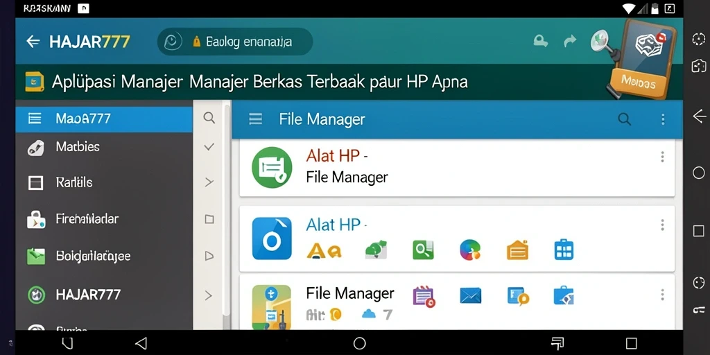 Tampilan antarmuka aplikasi File Manager HAJAR777 yang user-friendly.