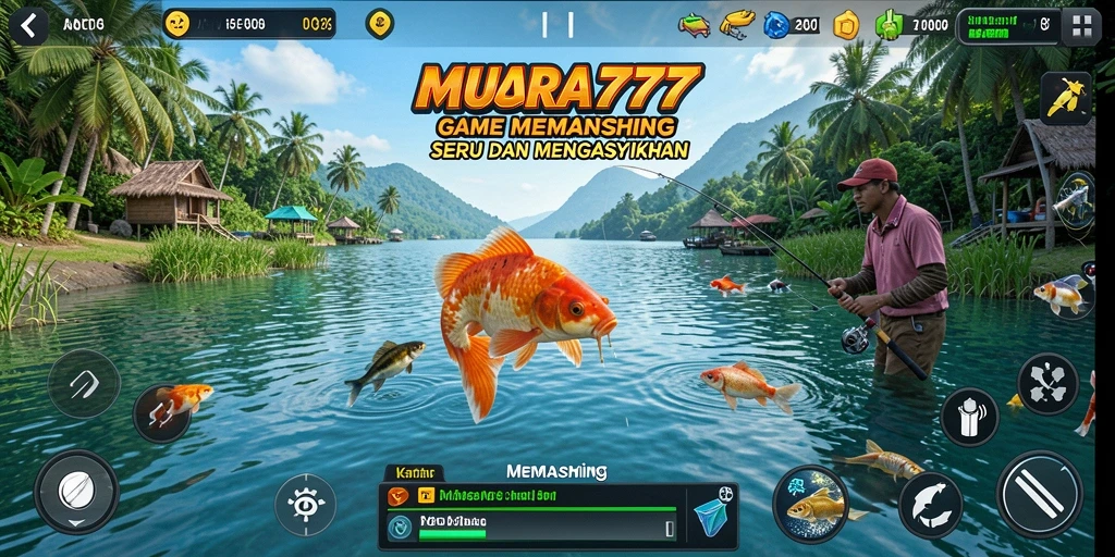 Tampilan antarmuka game Memancing dengan grafik menawan.