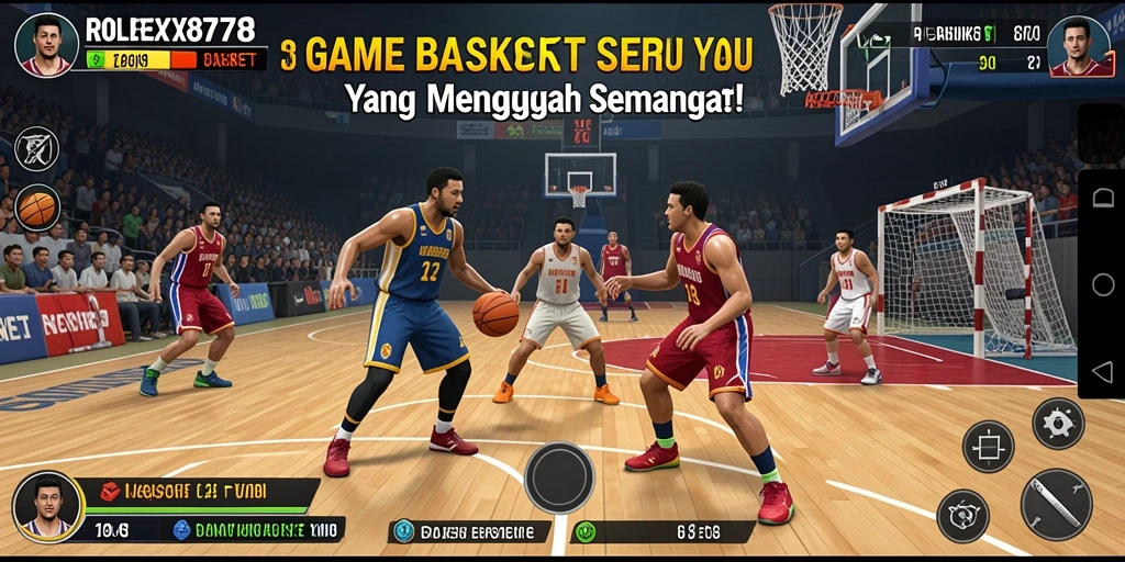 Antarmuka menarik <strong>ROLEX878</strong> saat bermain basket.