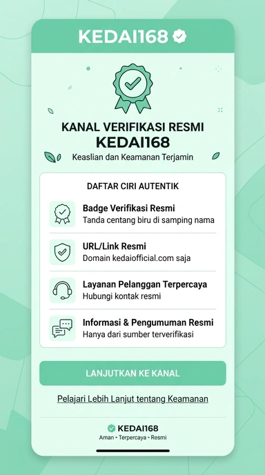 Tampilan kanal resmi kedai168